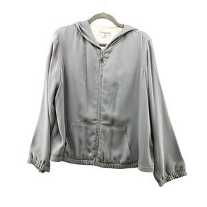 Vintage Patricia Jones Minimalist Hoodie Full Zip Womens Sz 10 Gray Lightweight